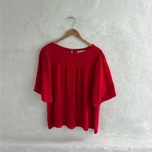 LOFT XL vibrant red flutter sleeve blouse